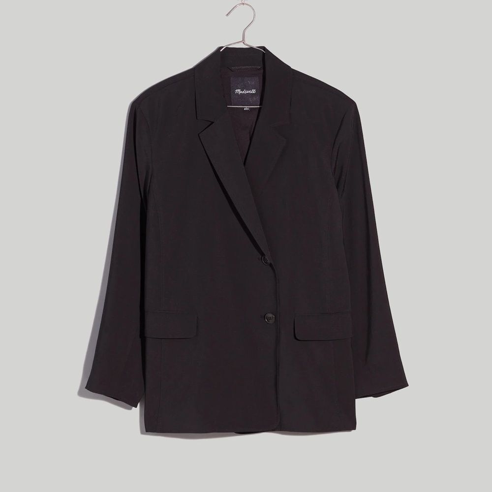 010- nj736 madewell xs The Relaxed Black Blazer in Softdrape
